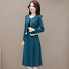 春款短款木耳边拼接长袖外套，长款简约修身时尚连衣裙两件套QYM-2A2309-L 商品缩略图1