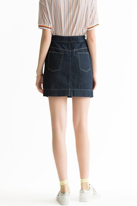 AVA 藏青色几何口袋牛仔半裙 1811 商品图2
