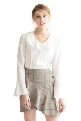 AVA 白色荷叶边宽松上衣 1623