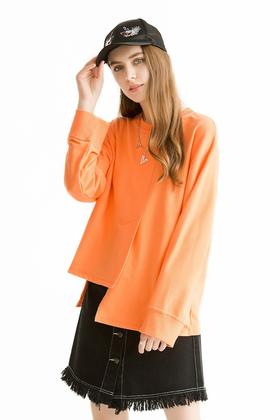 OCTAVIA 橙色不规则开衩卫衣 1629