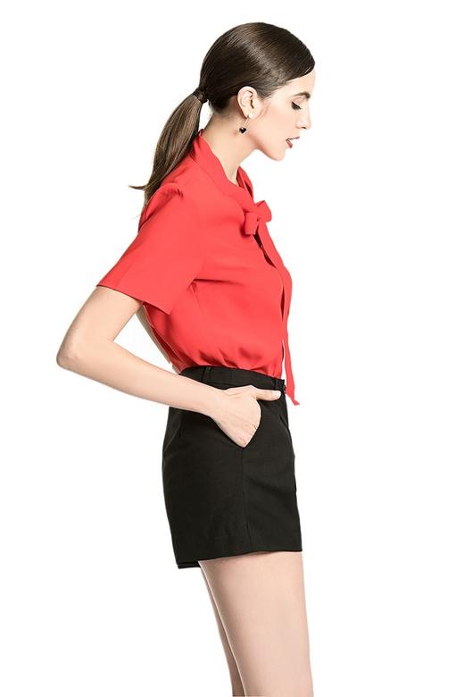 EMC亿美丞 红色系带雪纺上衣 1682 商品图2