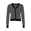 EITIE爱特爱春季新款黑白撞色条纹显瘦百搭基础简约针织开衫A2301103 商品缩略图5