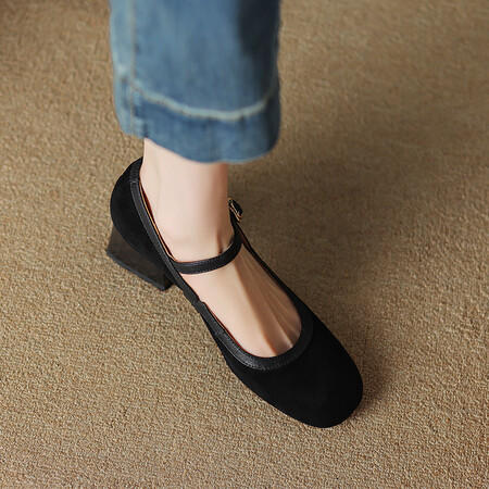 时尚气质，羊反绒粗跟高跟鞋HBP-5122 商品图2