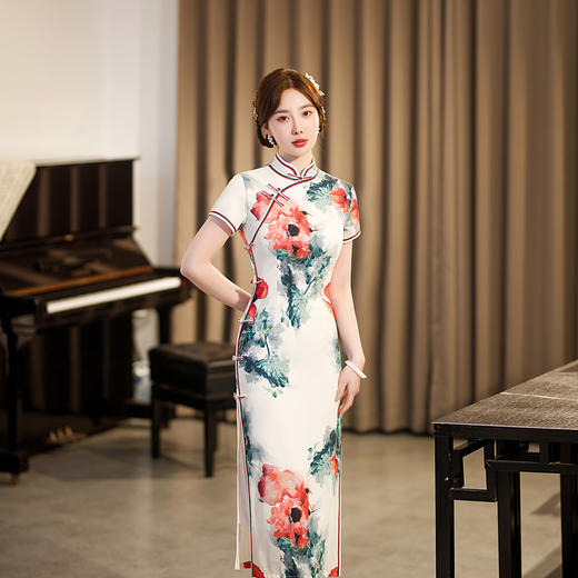 改良日常气质宴会，礼服短袖立领旗袍ZA-5155 商品图4