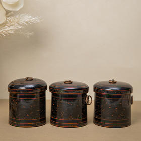 黑漆朱彩汉式罐一组（三件）
