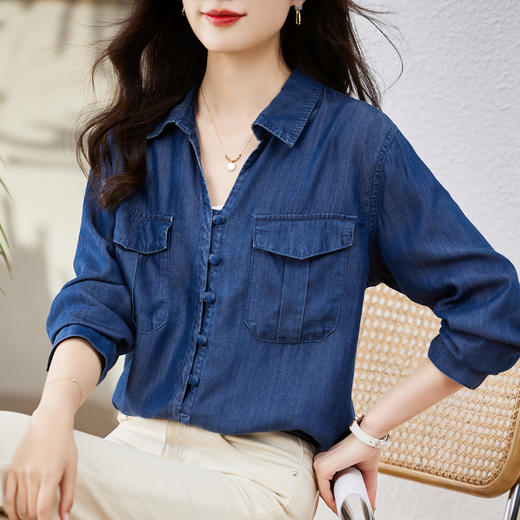 清新淡雅，女气质休闲牛仔衬衫HR-SUYUE1400-1 商品图1