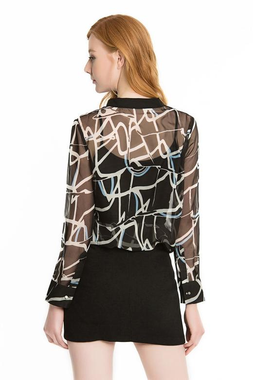SINGLY 抽象印花透视雪纺衫 1172 商品图2