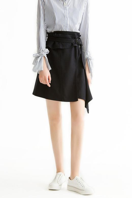 LILY 藏青色不对称信封裙 1480 商品图0