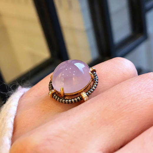 肥润冰紫翡蛋面戒指 商品图1