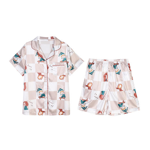 都市丽人哑光弹力色丁薄短袖家居服睡衣LH31C0 商品图6