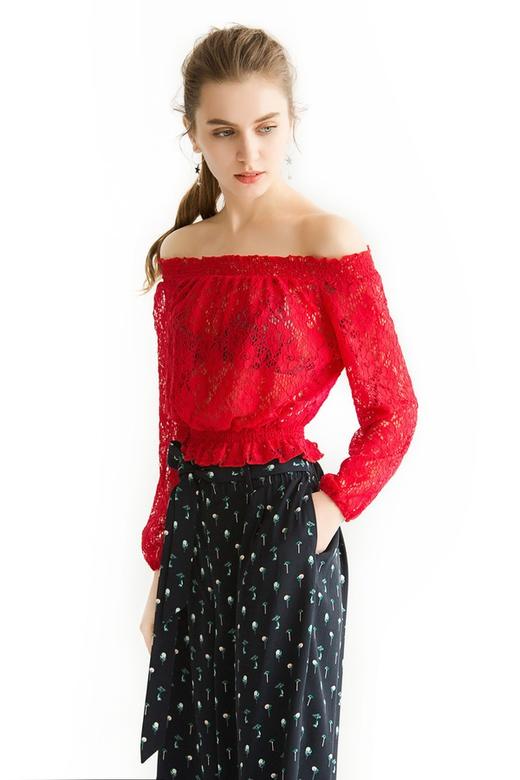 NEW LOOK 红色弹力一字领上衣 1477 商品图2