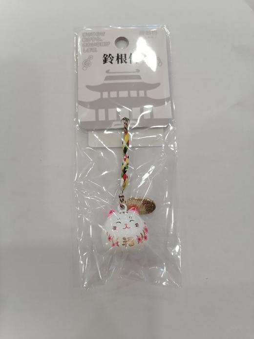 鈴根付 和风福猫笑脸水音鈴挂件 亮光白色 商品图0
