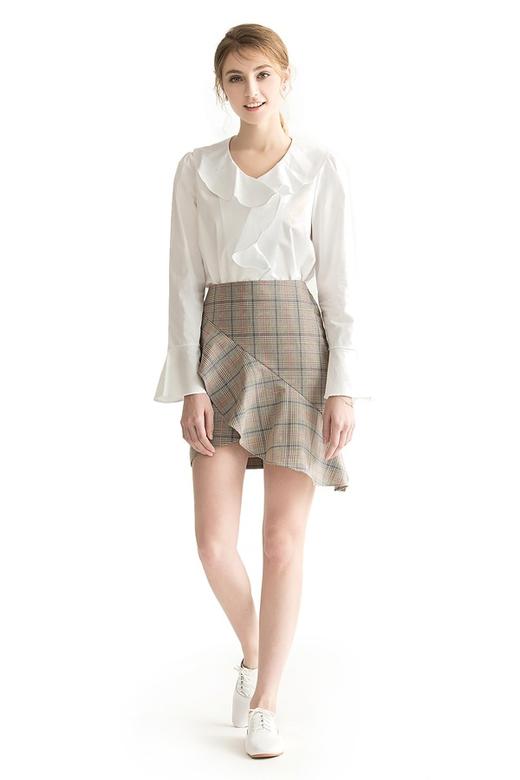 AVA 白色荷叶边宽松上衣 1623 商品图1