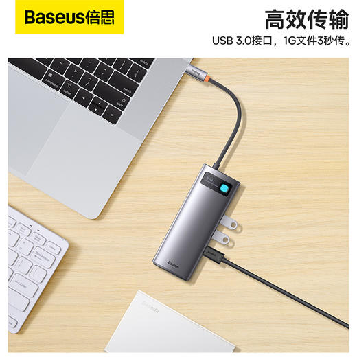 倍思 金属微光系列 八合一多功能Type-C HUB 扩展坞 深空灰 商品图5