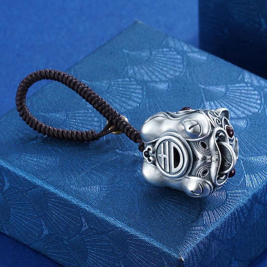 子佩集S999银【萌虎】钥匙扣【YSK554】手把件仿古纯银 商品图5