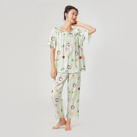 都市丽人梭织人棉薄短袖家居服睡衣LH32C5