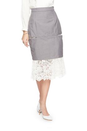 AVA 蕾丝拼接高腰包臀裙 5722