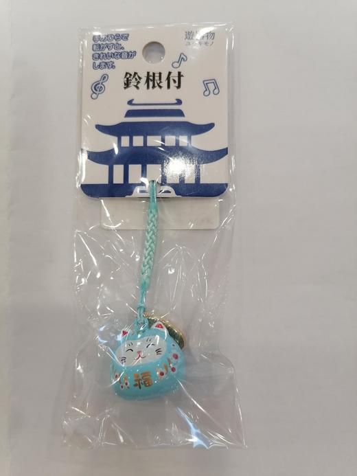 鈴根付 和风福猫笑脸水音鈴挂件 亮光天蓝 商品图0