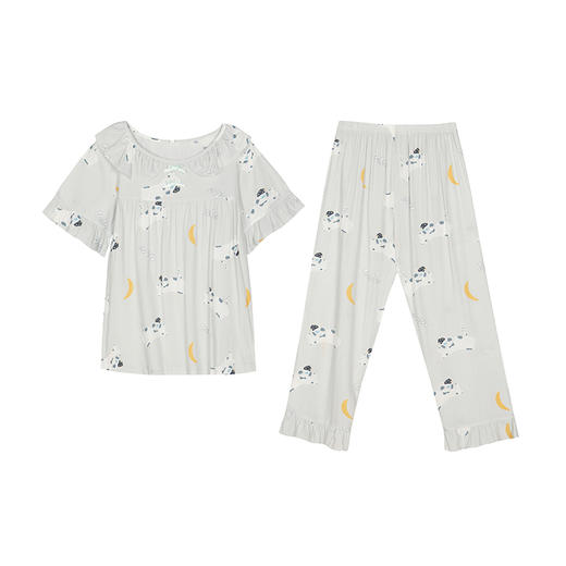 都市丽人梭织人棉薄短袖家居服睡衣LH32C5 商品图5