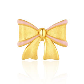 MEMORA诗普琳迷幻森林足金黄金公主粉蝴蝶结转运珠HP531002