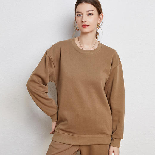 男女情侣款 | 纤束马320g重磅华棉宽松圆领/连帽卫衣/帽衫 新增加绒款 纯色长袖上衣 24色可选 商品图0