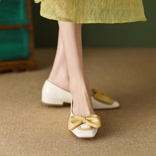 优雅百搭，蝴蝶结经典款低跟单鞋OFSM6691-1 商品图7