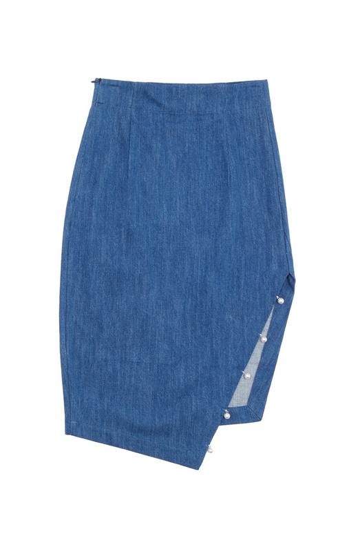 DONG DE XI 不规则开衩牛仔半身裙 4043 商品图4