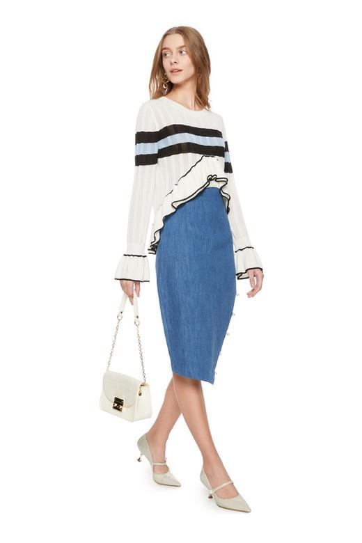 DONG DE XI 不规则开衩牛仔半身裙 4043 商品图3