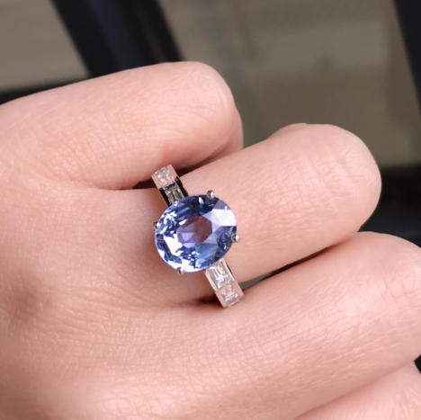 4.6克拉无烧蓝宝石戒指 商品图2