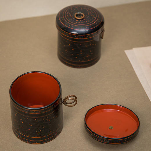 黑漆朱彩汉式罐一组（三件） 商品图3