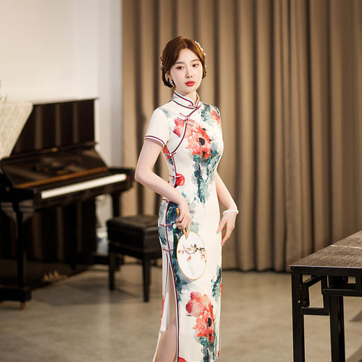 改良日常气质宴会，礼服短袖立领旗袍ZA-5155 商品图3