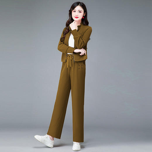 运动套装，时尚外套宽松休闲阔腿裤两件套QYM-23OFY01-L 商品图2