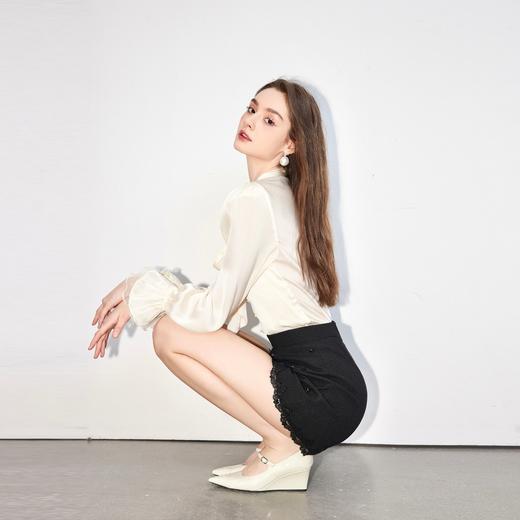 余潇潇【玛丽梦露】时尚洋气坡跟鞋尖头浅口不累脚高跟鞋2023新款 商品图3