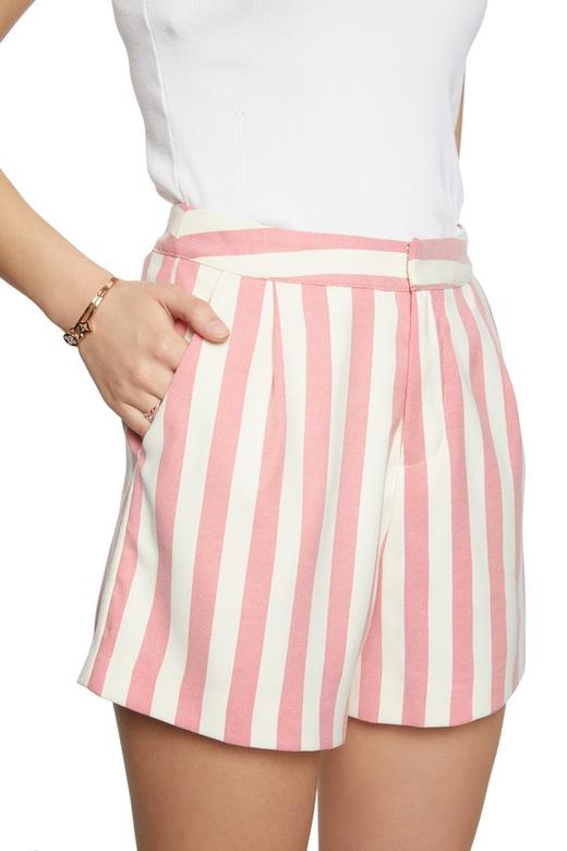 AVA 粉白条纹高腰短裤 5709 商品图2