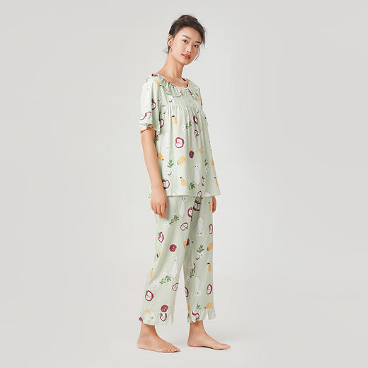 都市丽人梭织人棉薄短袖家居服睡衣LH32C5 商品图1