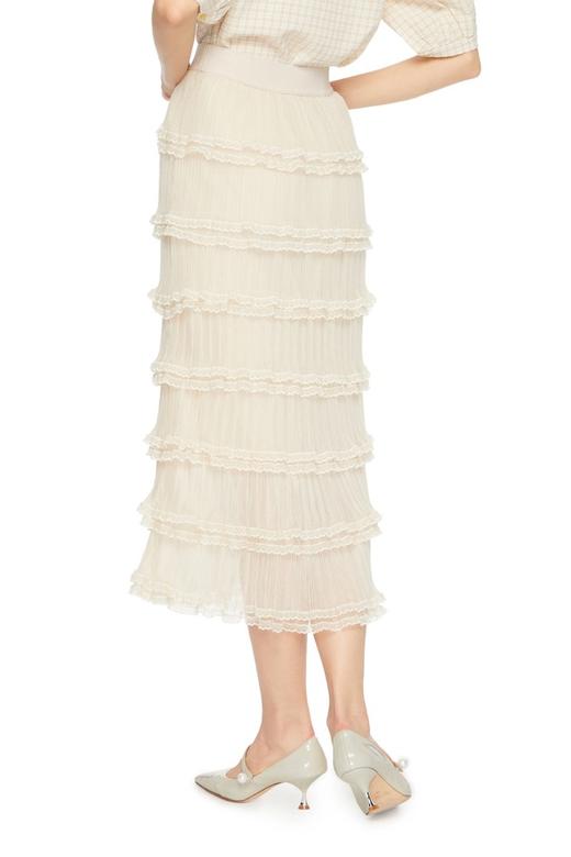 OCTAVIA 奶油色花边高腰半裙 5969 商品图1