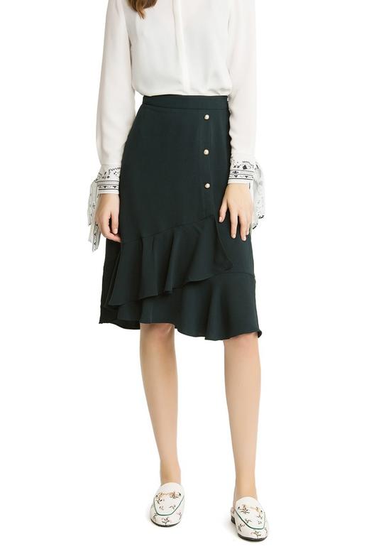 ROEM 墨绿色可拆卸花边背带裙 1498 商品图3