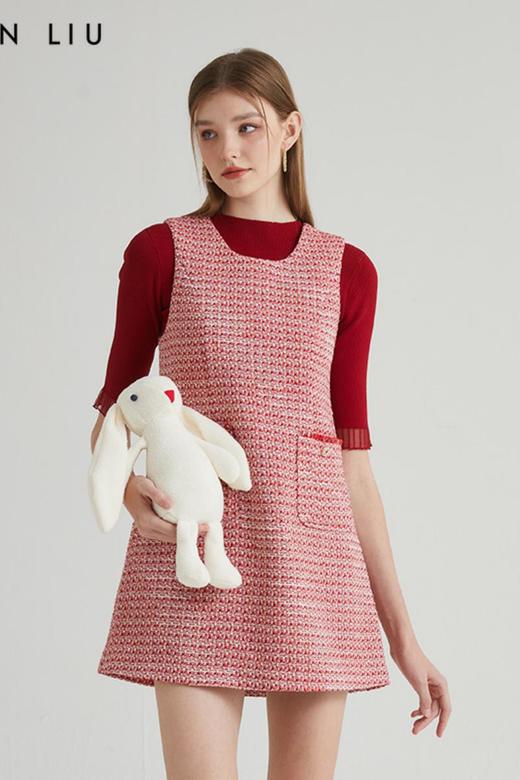 VIVIAN LIU R2314102春女装新款时尚修身名媛气质小香风无袖连衣 商品图5