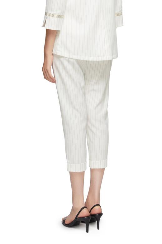 AVA 白色条纹九分裤 5698 商品图2
