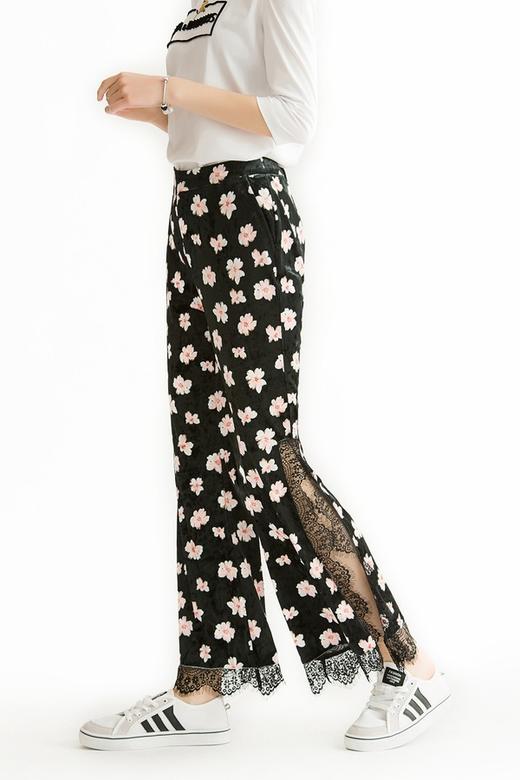 EVA OUXIU伊华欧秀 印花开衩喇叭裤 1525 商品图2