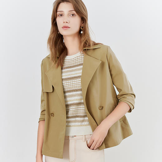【七分袖短款外套】23年春夏新品女士风衣外套时尚通勤休闲小外套 商品图0