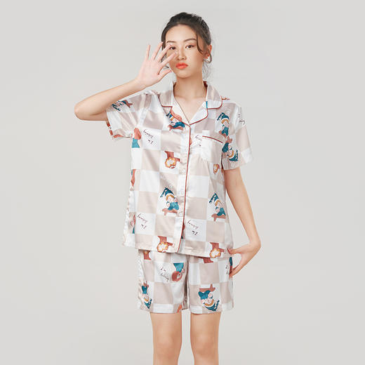 都市丽人哑光弹力色丁薄短袖家居服睡衣LH31C0 商品图0