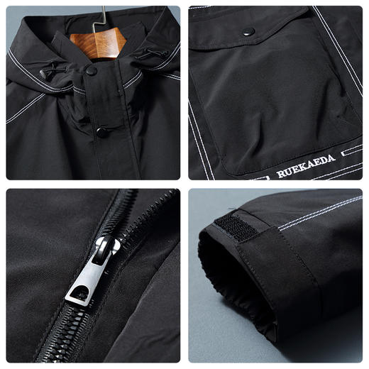 【新款DWN】 大依优型连帽工装风衣夹克大号大码休闲运动加肥加大男装上衣男士 商品图2