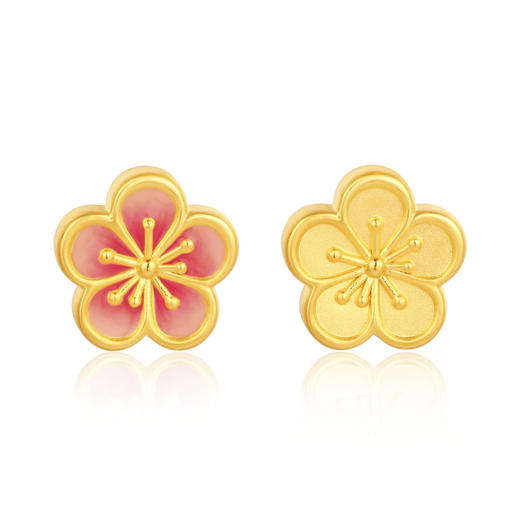 MEMORA诗普琳迷幻森林足金黄金粉桃花转运珠HP536501 商品图0