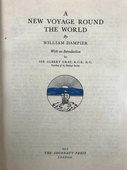 限量版毛边本！有编号！1927年 威廉·丹彼尔《新环球航行》 8幅插图与地图 布面精装16开 商品图2
