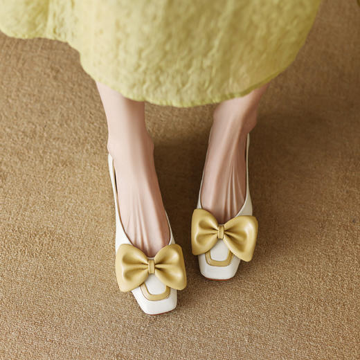 优雅百搭，蝴蝶结经典款低跟单鞋OFSM6691-1 商品图11