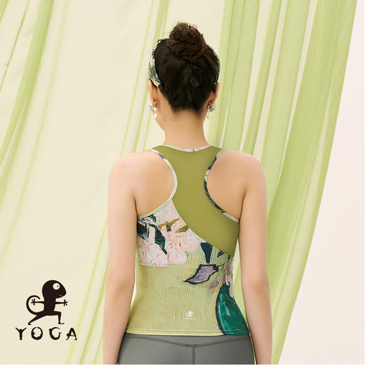 壁虎瑜伽水母纱面料【飞花-背心】印花云感拼接背心（胸垫可替换） 商品图6