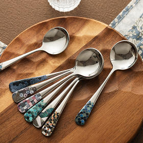 摩登主妇304不锈钢勺子家用汤勺儿童吃饭调羹长柄饭勺网红圆汤匙