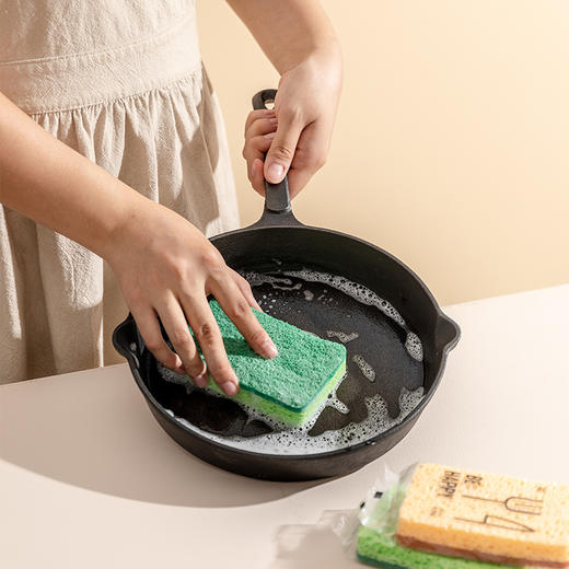 摩登主妇木浆棉洗碗海绵擦剑麻不沾油双面家用抹布厨房神器百洁布 商品图1