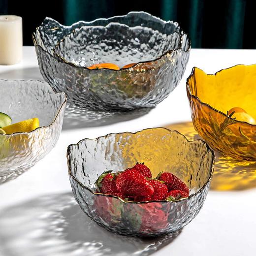 摩登主妇韩版ins风透明玻璃碗家用餐具套装水果甜品沙拉盘金边碗 商品图2